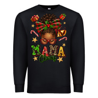 Black mama claus afro messy bun Premium Sweatshirt - texasbilliewilder