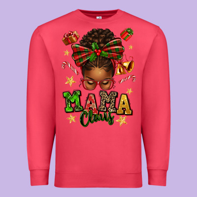 Mama Claus Afro Messy Bun Premium Sweatshirt Designed By Texasbilliewilder