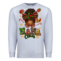 Heather Grey mama claus afro messy bun Premium Sweatshirt - texasbilliewilder