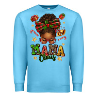 Ocean Blue mama claus afro messy bun Premium Sweatshirt - texasbilliewilder