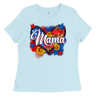 Baby Blue American mama heart Ladies Tee - Neo Western