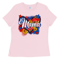 Bubblegum Pink American mama heart Ladies Tee - Neo Western