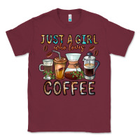 Burgundy Just A Girl Who Loves Coffee Classic Tee - CowhideDigitalArt