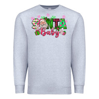 Heather Grey santa baby pink christmas Premium Sweatshirt - texasbilliewilder