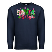 Navy santa baby pink christmas Premium Sweatshirt - texasbilliewilder