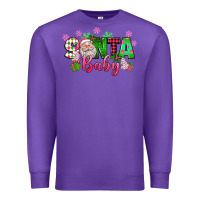 Purple santa baby pink christmas Premium Sweatshirt - texasbilliewilder