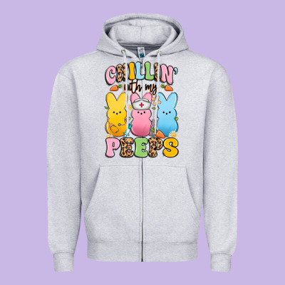 Chillin' With My Peeps Nurse Zipper Hoodie Designed By Artiststas