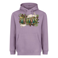 Lavender He lives Easter Heavyweight Hoodie - NancyCooperArtShop