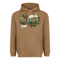 Toasted Coconut He lives Easter Heavyweight Hoodie - NancyCooperArtShop