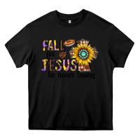 Black fall for jesus he never leaves Heavy Core Tee - CowhideDigitalArt