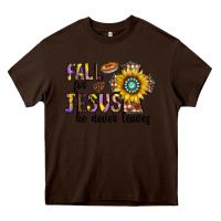 Chocolate Brown fall for jesus he never leaves Heavy Core Tee - CowhideDigitalArt