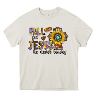 Cream fall for jesus he never leaves Heavy Core Tee - CowhideDigitalArt