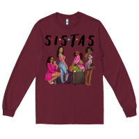 Burgundy sista sisters afro black women Long Sleeve Tee - NancyCooperArtShop
