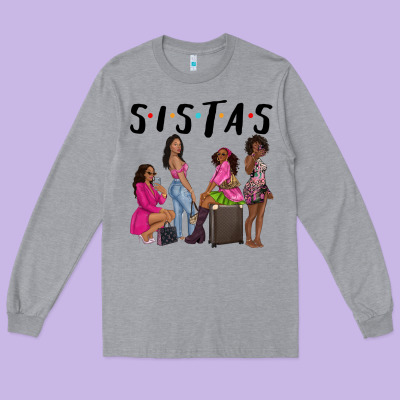 Sista Sisters Afro Black Women Long Sleeve Tee Designed By Nancycooperartshop