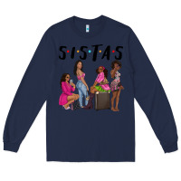 Navy sista sisters afro black women Long Sleeve Tee - NancyCooperArtShop