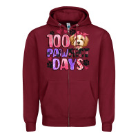 Burgundy 100 pawfect days Zipper Hoodie - Artiststas