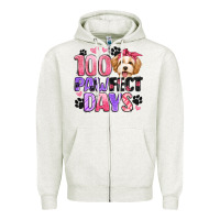 Oatmeal Heather 100 pawfect days Zipper Hoodie - Artiststas