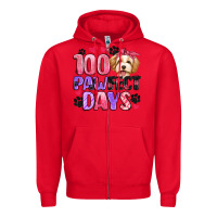 Red 100 pawfect days Zipper Hoodie - Artiststas