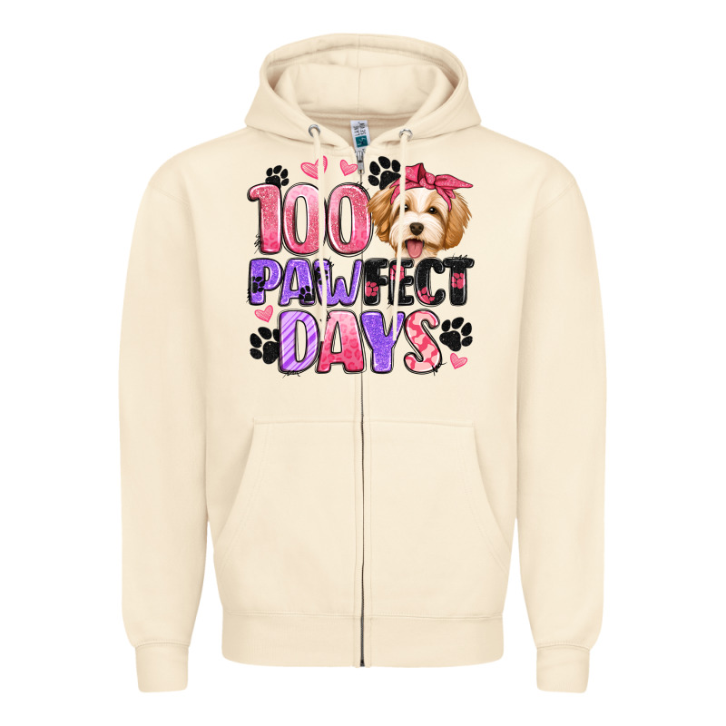 100 Pawfect Days Zipper Hoodie by Artiststas | Teevron
