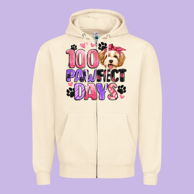 100 Pawfect Days Zipper Hoodie Designed By Artiststas