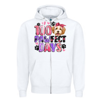 White 100 pawfect days Zipper Hoodie - Artiststas