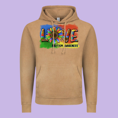Sunflower Love Autism Awareness Vintage Hoodie Designed By Barkaloodesign