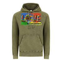 Vintage Olive sunflower love autism awareness Vintage Hoodie - BarkalooDesign