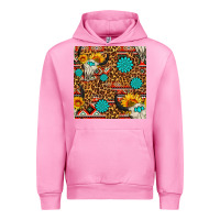 Fuchsia Pink western aztec bull skull seamless pattern Urban Hoodie - FaDigitalArtStudio