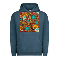 Pigment Midnight Navy western aztec bull skull seamless pattern Urban Hoodie - FaDigitalArtStudio
