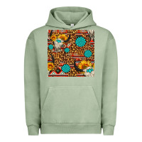 Pigment Oil Green western aztec bull skull seamless pattern Urban Hoodie - FaDigitalArtStudio