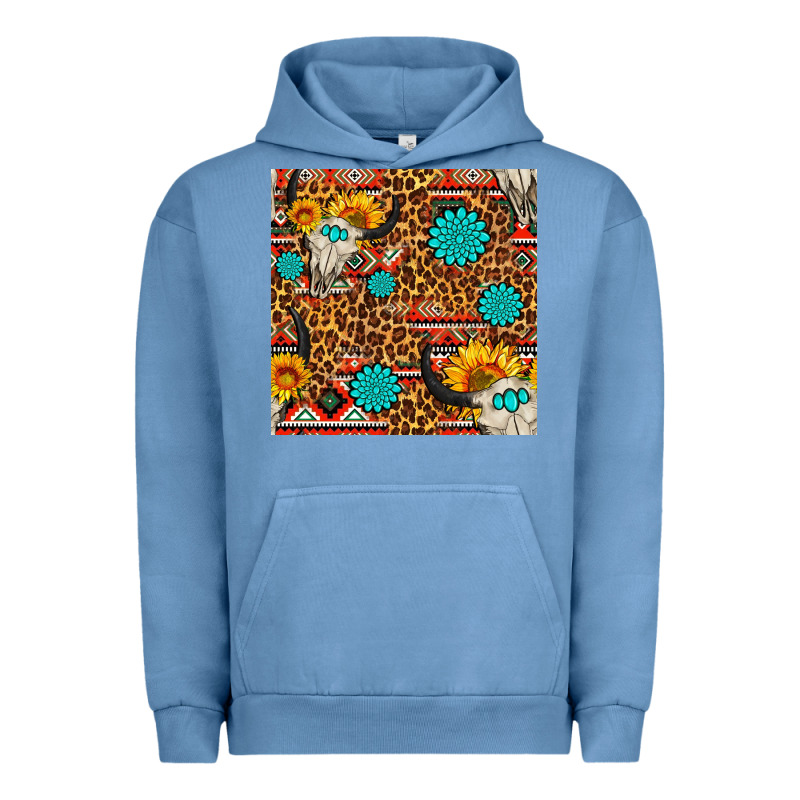 Western Aztec Bull Skull Seamless Pattern Urban Hoodie by FaDigitalArtStudio | Teevron