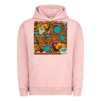 Pigment Salmon western aztec bull skull seamless pattern Urban Hoodie - FaDigitalArtStudio