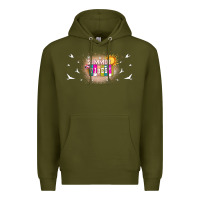 Army Green summer vibes with birds Premium Hoodie - TumblerDesignByShophia