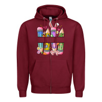 Burgundy easter teacher pencils Zipper Hoodie - Artiststas