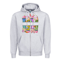 Heather Grey easter teacher pencils Zipper Hoodie - Artiststas