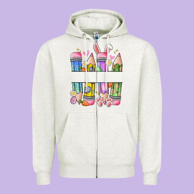 Easter Teacher Pencils Zipper Hoodie Designed By Artiststas