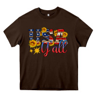 Chocolate Brown usa y all Heavy Core Tee - HRA Design Shop