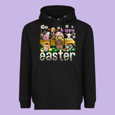 Happy Easter Truck With Farm Animals Heavyweight Hoodie Designed By Nancycooperartshop