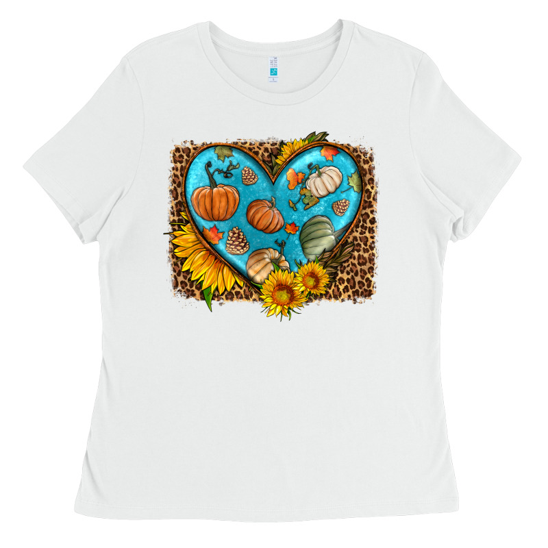 Fall Pattern Heart With Leopard Background Ladies Tee by HRA Design Shop | Teevron