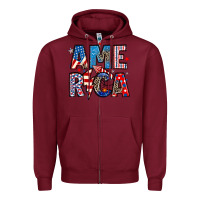 Burgundy america 4th of july Zipper Hoodie - Artiststas