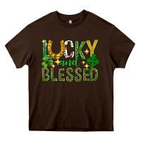 Chocolate Brown Lucky and blessed st. patricks day Heavy Core Tee - Neo Western