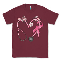 Burgundy stethoscope nurse medical breast cancer awareness Classic Tee - MaliasSmallBusiness
