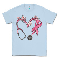 Dusty Blue stethoscope nurse medical breast cancer awareness Classic Tee - MaliasSmallBusiness