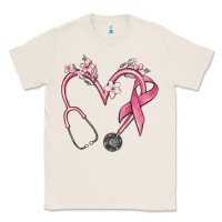Natural stethoscope nurse medical breast cancer awareness Classic Tee - MaliasSmallBusiness