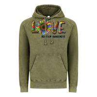Vintage Olive love sunflower autism awareness Vintage Hoodie - BarkalooDesign