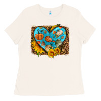 Bone fall pattern heart with leopard background Ladies Tee - HRA Design Shop