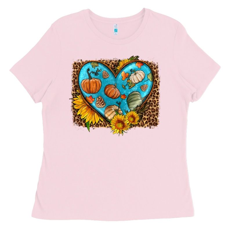 Fall Pattern Heart With Leopard Background Ladies Tee by HRA Design Shop | Teevron