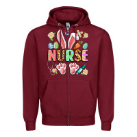 Burgundy easter nurse bunny Zipper Hoodie - Artiststas