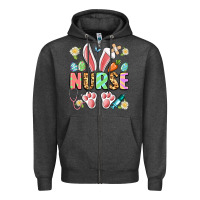 Charcoal Heather easter nurse bunny Zipper Hoodie - Artiststas