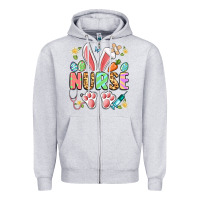 Heather Grey easter nurse bunny Zipper Hoodie - Artiststas